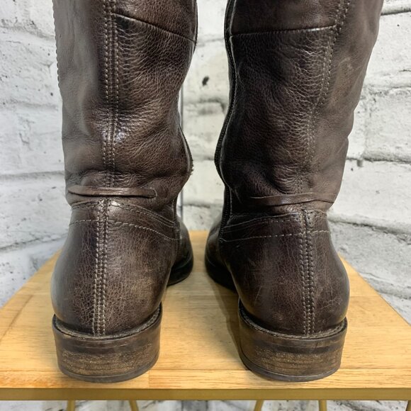 Mjus Riding Boots EU 37 US 6.5 Brown Leather Tall Knee High Low Block Heel Boho - Picture 9 of 16